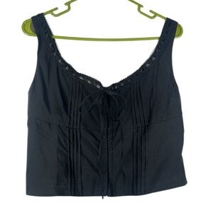 Marthea Milkmaid Corset Cropped Tank Top Lace Trim XL